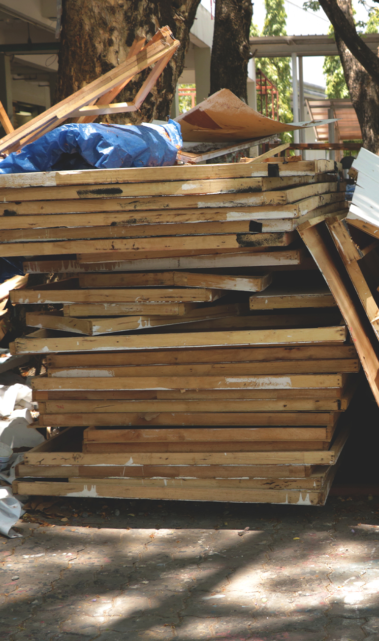 pile of thrown out wood