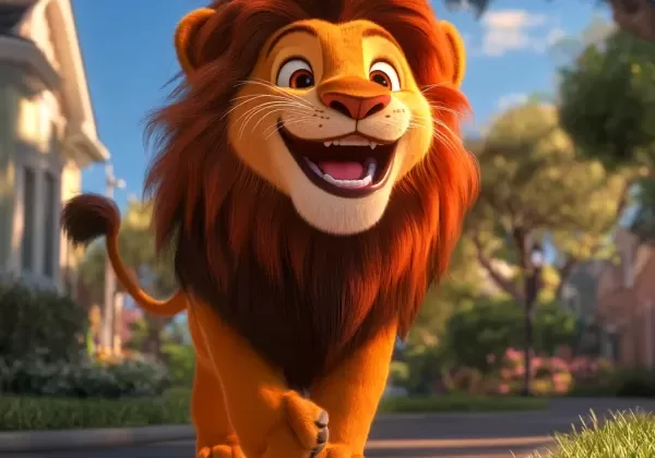 merikara._a_friendly_animated_lion_smiling_and_walking_in_the_b_a5b24487-79c3-4228-a84e-f4bee414bee8